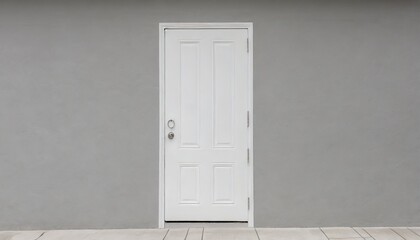 closed white door on concrete wall