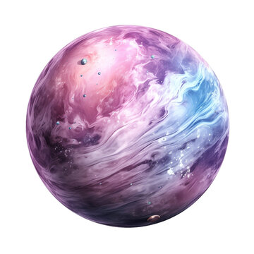 Galaxy planet isolated on transparent background. PNG file, cut out