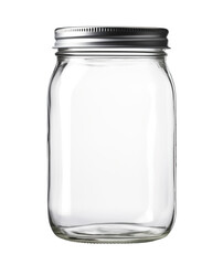 Glass mason jar isolated on transparent background. PNG file, cut out