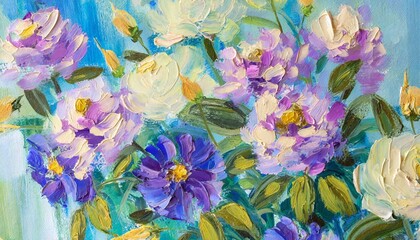 flowers oil painting abstract floral design for prints postcards or wallpaper ai
