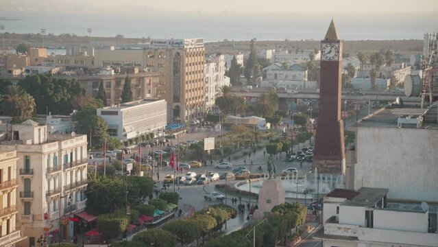 Avenue Habib Bourguiba Clock Tower and Memorial to President Habib Bourguiba Victory Day Monument Tunis, Tunisia