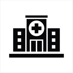Hospital building icon vector, thin line web symbol on white background - editable stroke vector illustration eps10