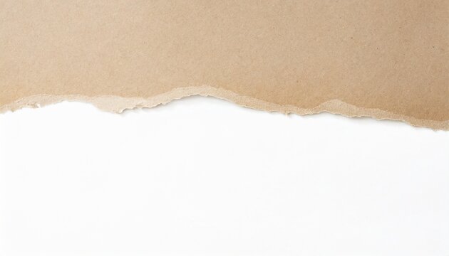 torn a half sheet of white paper from the top recycled brown paper white copy space for text suitable for marketing purposes