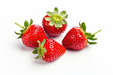 Fresh Strawberries on White Background
