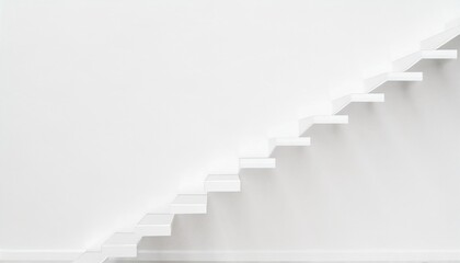 white stairs or steps going up on white wall background business achievement or career goal concept - obrazy, fototapety, plakaty