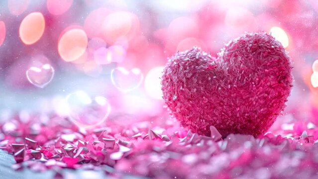 pink heart background, romantic love symbol video looping for live wallpaper