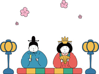 手描きのかわいいお雛様