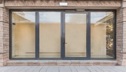 shopfront with large windows showcase with place for name