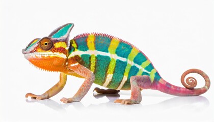 colourful chameleon on a white background