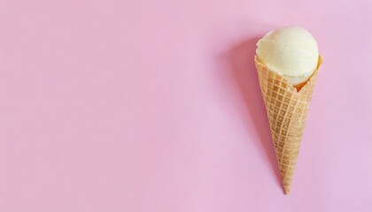 ice cream cone isolated on a pink background copy space