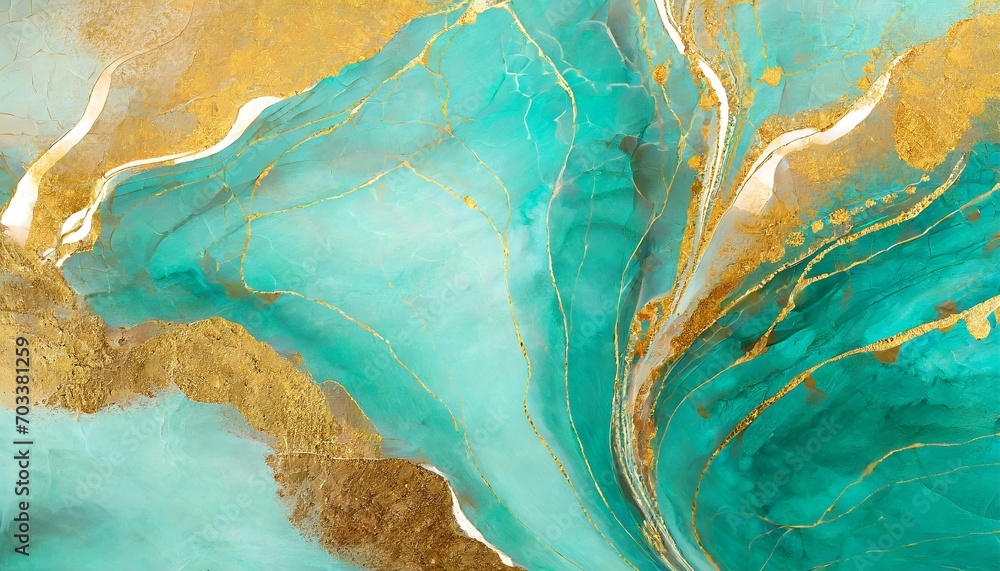 Canvas Prints abstract marble textured background fluid art modern wallpaper marbe gold and turquoise surface ai