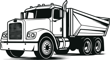 illustration vector hand drawn doodle of dump truck isolated on white background. AI generated illustration.
