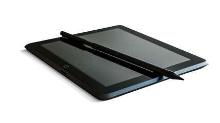 A Graphic Tablet And Stylus. Isolated Graphic Tablet On Transparent Background. PNG. Modern Toolset For Artists And Designers
