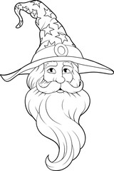 Fototapeta premium Wizard Merlin Cartoon Beard Magician Man Character