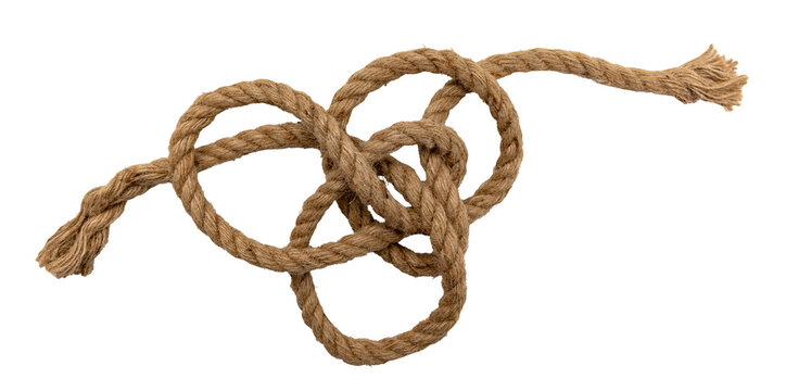 Jute. Twisted linen rope on a white background. Rope
