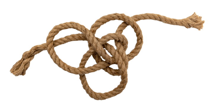 Jute. Twisted linen rope on a white background. Rope
