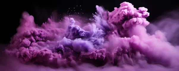 Foto op Aluminium Explosion of lilac colored powder on black background © Lenhard