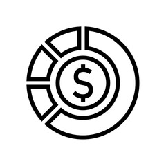 Asset Allocation icon. banking finance accounting of business revenue profit allocation of asset or fund symbol. financial risk management planning or asset allocation chart vector logo.
