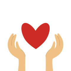 Vector clipart of hands holding a heart on a white background