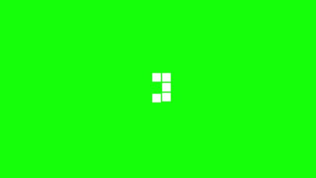Squares moving up and down. Animation green screen