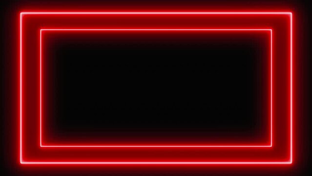 Red Flickering Lights Neon Rectangle Frame Loop