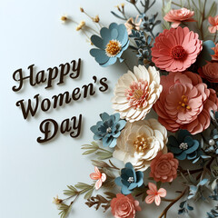 Kwiatowy Styl: Piękno Dnia Kobiet na Tle Kwiatowej Kompozycji - obrazy, fototapety, plakaty