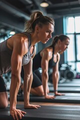 women training in gym