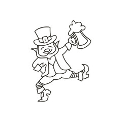 Doodle leprechaun icon. Illustrations of a funny dancing leprechaun isolated on a white background. Vector 10 EPS.