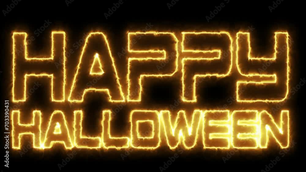 Poster happy halloween text font with light. luminous and shimmering haze inside the letters of the text ha