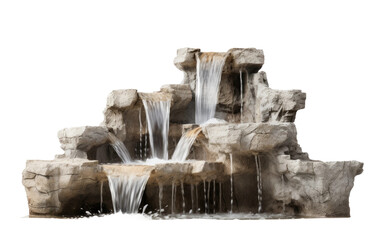 A Genuine Stone Fountain in White Brilliance Isolated on Transparent Background PNG.