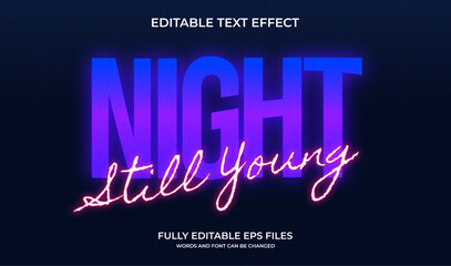 Night club neon blue and purple editable text effect
