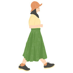 Happy Young Woman Walking Outside