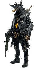 Fototapeta premium anthropomorphic raven crow with hoodie futuristic and rifle