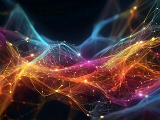 futuristic background colorful abstract digital network ,3d rendering, wallpapper, web design