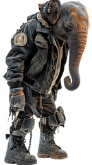 Fototapeta premium anthropomorphic elephant with hoodie futuristic