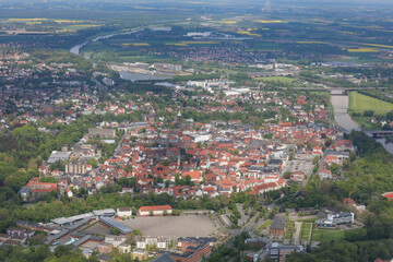 Fototapeta na wymiar Luftbild von Minden in Westfahlen an der Weser in Deutschland