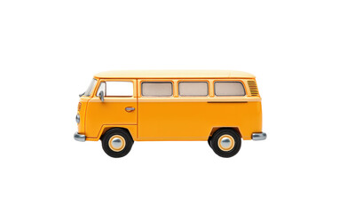 A Genuine Image Depicting the Realistic Charm of a Toy Van Against a Clean White Backdrop Isolated on Transparent Background PNG.