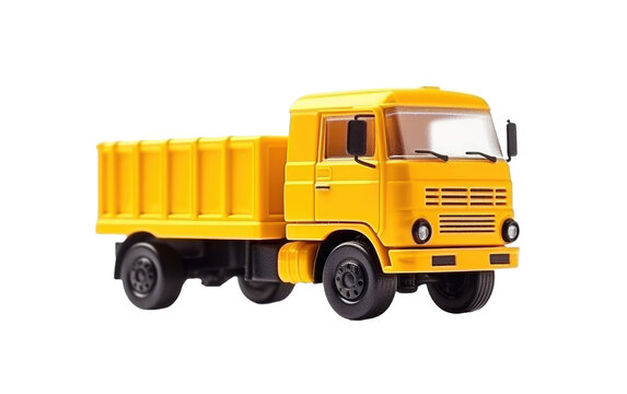 A Genuine Image Depicting the Realistic Charm of a Toy Truck Against a Clean White Backdrop Isolated on Transparent Background PNG.