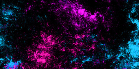 Star field background Aquamarine and pink dark red pink, blue and purple nebula universe. Cosmic neon light blue watercolor background aquarelle deep black Paper textured. Fantastic outer view space