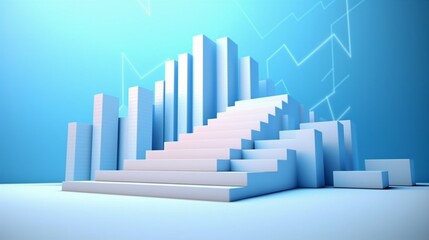 a 2024 year number with a target icon and a rise-up arrow on white blocks, creating a graph of steps as a visual representation of the action plan for business growth and profit, set on a vibrant blue