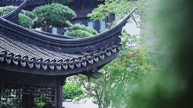 cornice of pavilion in garden