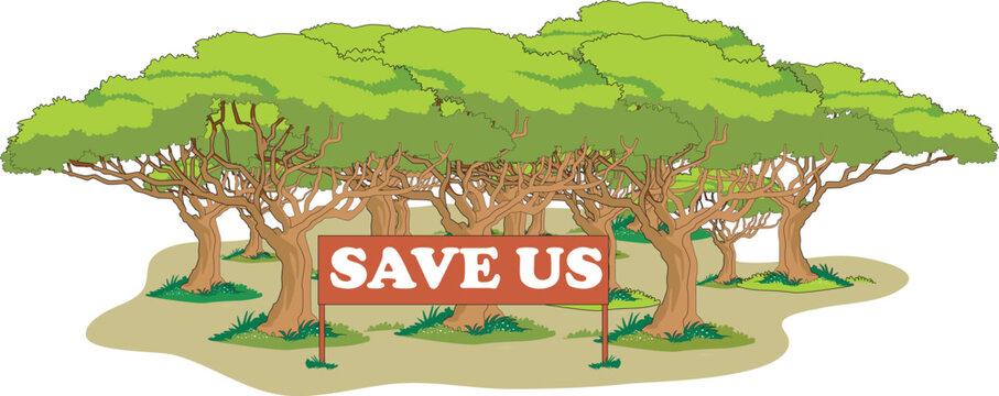 Save trees poster vector illustration