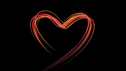 Heart shape drawn with multiple color brush stroke