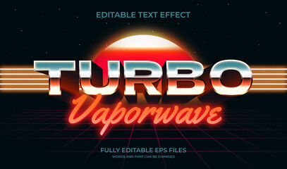 80s Retro Turbo Vaporwave 3d editable text effect - obrazy, fototapety, plakaty