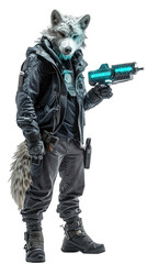 Fototapeta premium anthropomorphic futuristic wolf with hoodie
