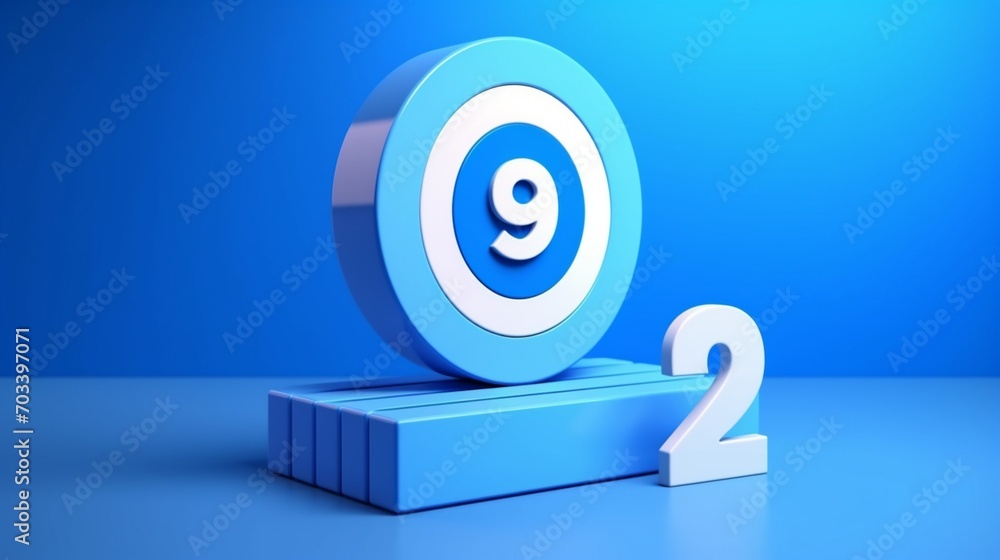Poster a 2024 year number with a target icon and a rise-up arrow on white blocks takes center stage, creati