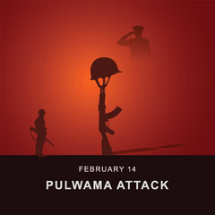 Black day, of India 14 February, pulwama attack, Poster, on Indian army. vector illustration, graphic art, post, design, CRPF Jawans. India, new,