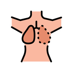 Human lungs color icon. Simple line illustration. Respiratory system anatomy. Vector isolated outline drawing.