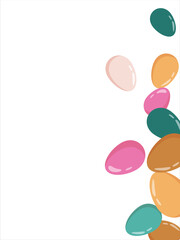 Happy Easter Banner. Pattern of eggs, flowers and twigs. For card, banner, poster, flyer, and web. Spring Festival. Vector illustration