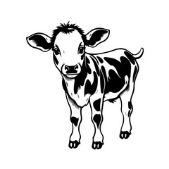 Cute Baby Cow Cartoon Vector Illustration